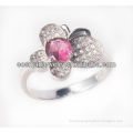925 silver ring with pink CZ stone